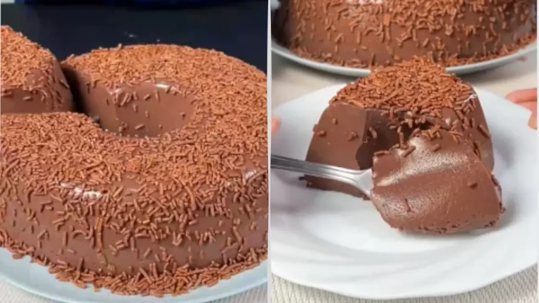 Cremosão de chocolate econômico servido em prato com granulado por cima