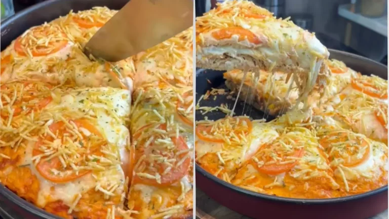 Lanche pizza de forno recheado com frango cremoso, queijo derretido e batata palha
